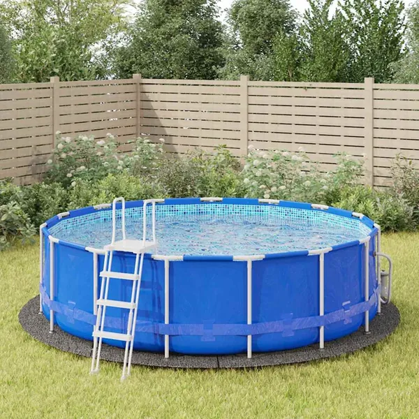 Bâche de piscine gris clair Ø458 cm géotextile polyester