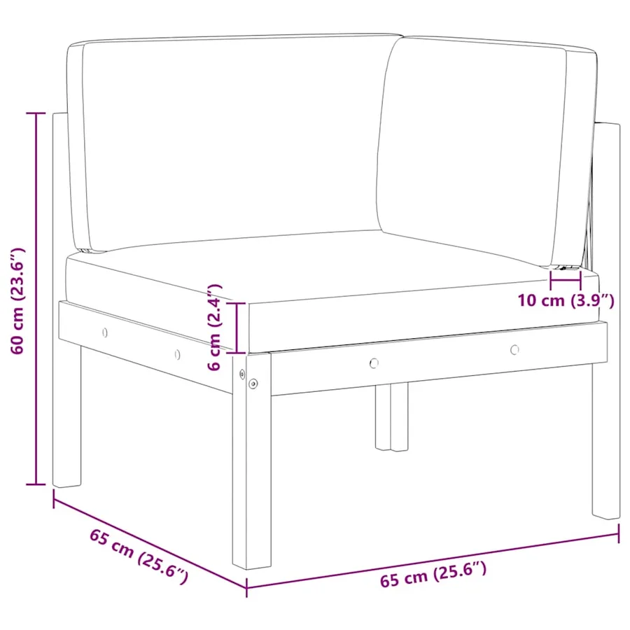 Canapé d'angle de jardin avec coussins en bois d'acacia et corde - 7