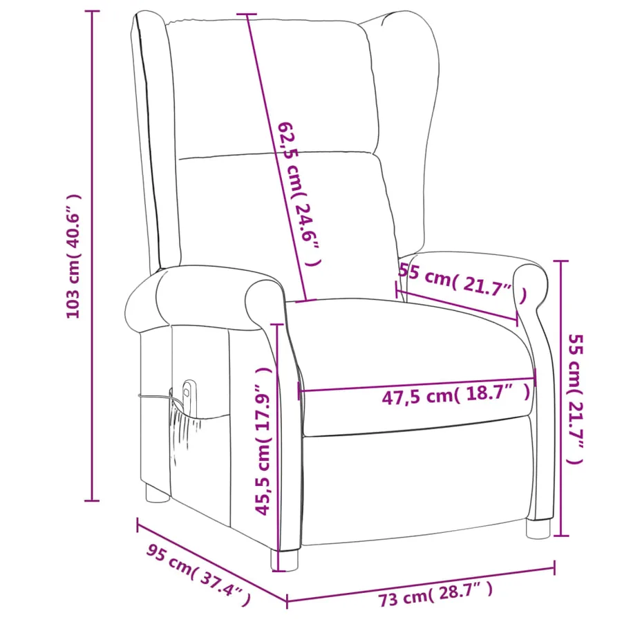 Fauteuil inclinable électrique à oreilles rouge bordeaux tissu - 12