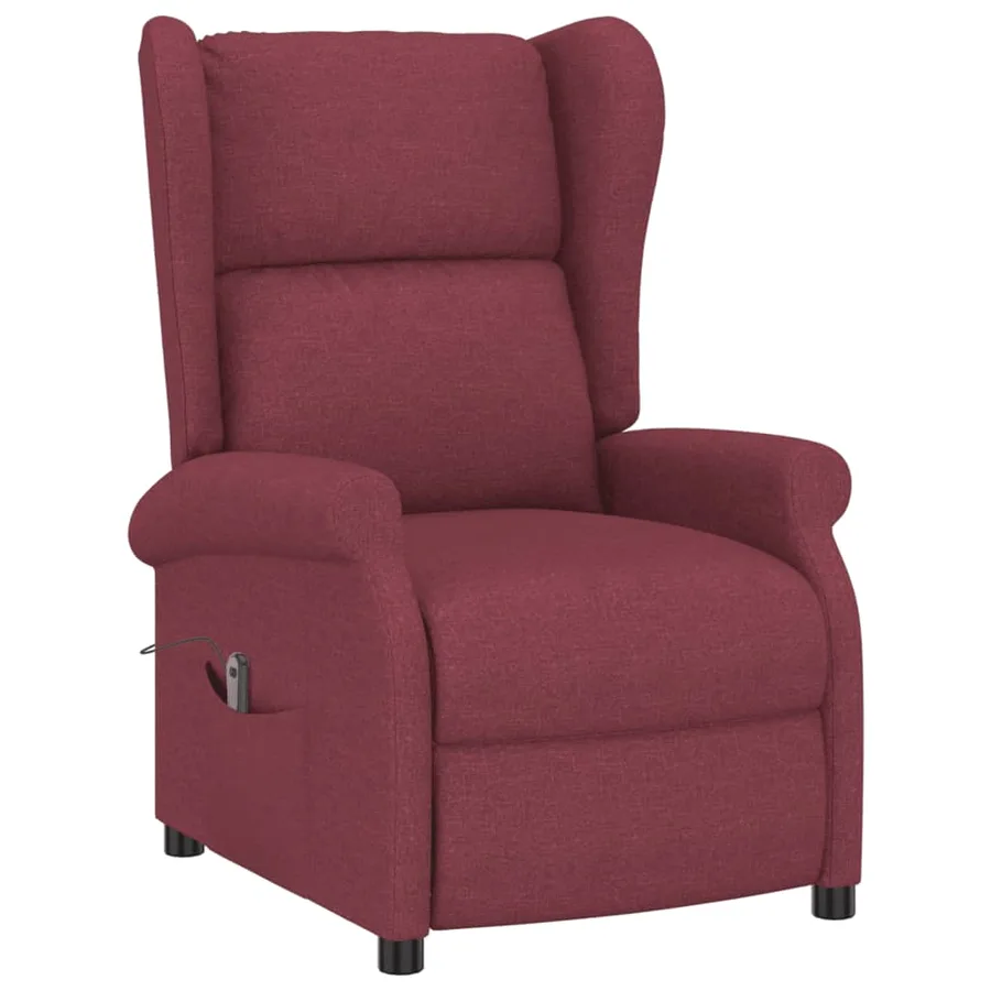 Fauteuil inclinable électrique à oreilles rouge bordeaux tissu - 3
