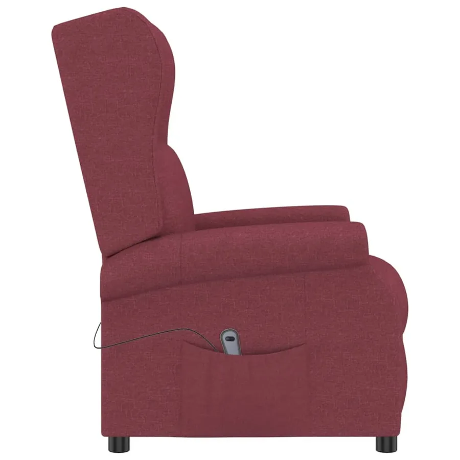 Fauteuil inclinable électrique à oreilles rouge bordeaux tissu - 5