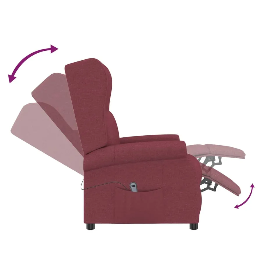 Fauteuil inclinable électrique à oreilles rouge bordeaux tissu - 7