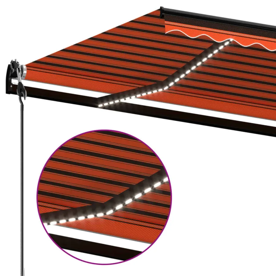 Auvent automatique capteur de vent LED 400x350 cm Orange marron - 5