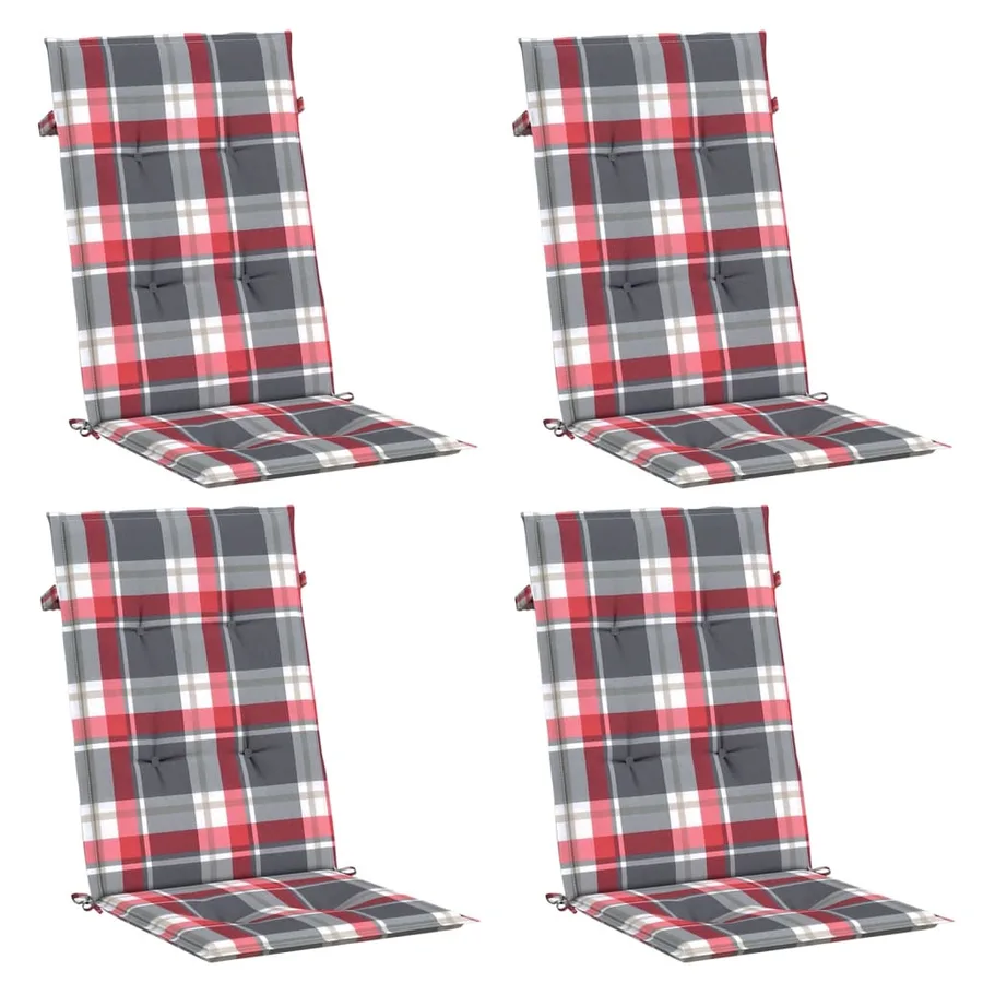 Coussins de chaise jardin dossier haut lot de 4 carreaux rouges - 3
