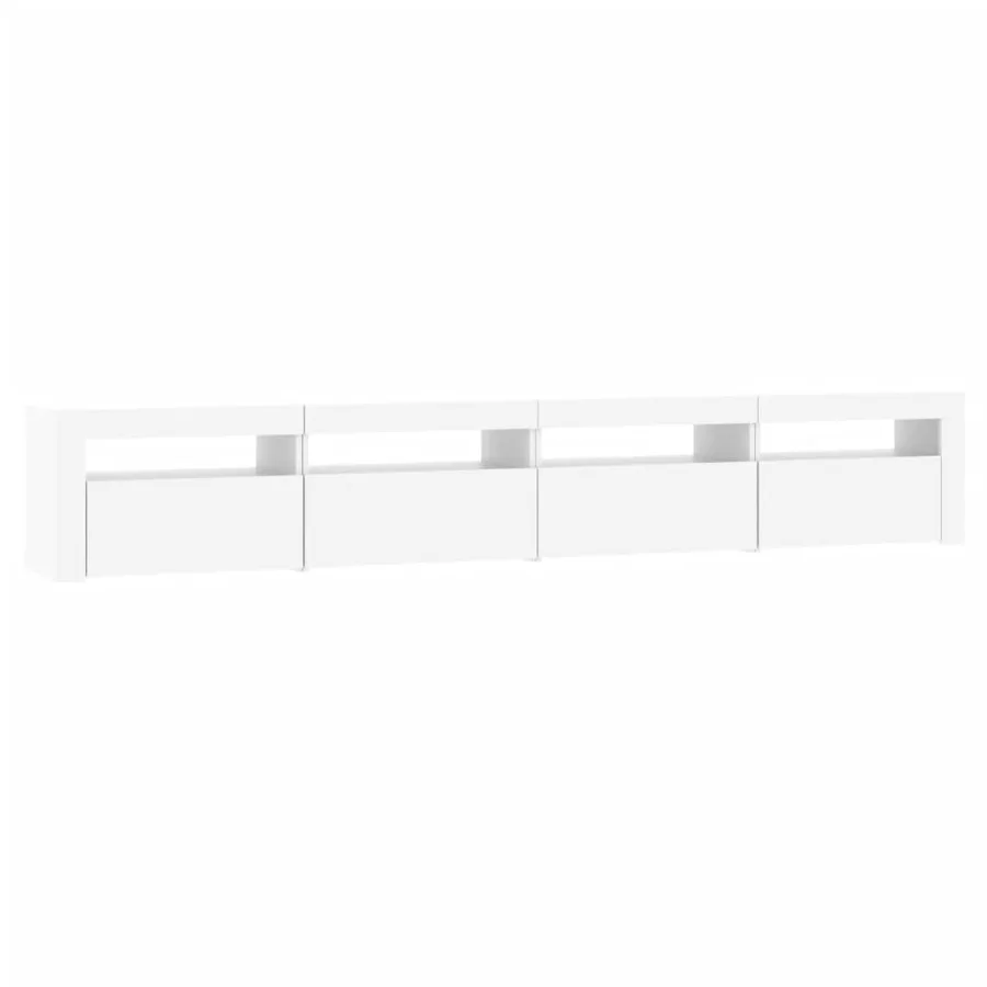 Meuble TV avec lumières LED Blanc 240x35x40 cm - 6