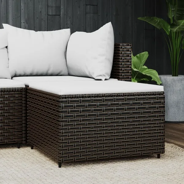 Repose-pied de jardin avec coussin marron résine tressée
