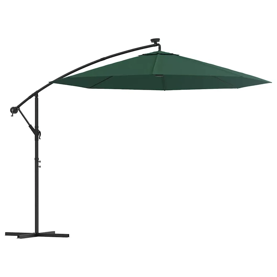 Parasol avec éclairage LED 300 cm Poteau en métal Vert - 2