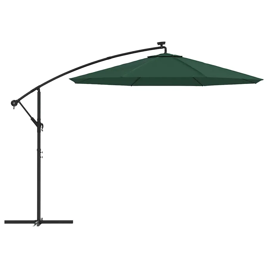 Parasol avec éclairage LED 300 cm Poteau en métal Vert - 4