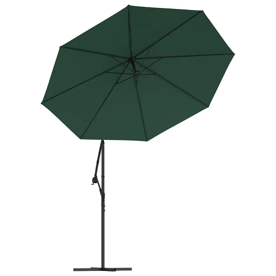 Parasol avec éclairage LED 300 cm Poteau en métal Vert - 5