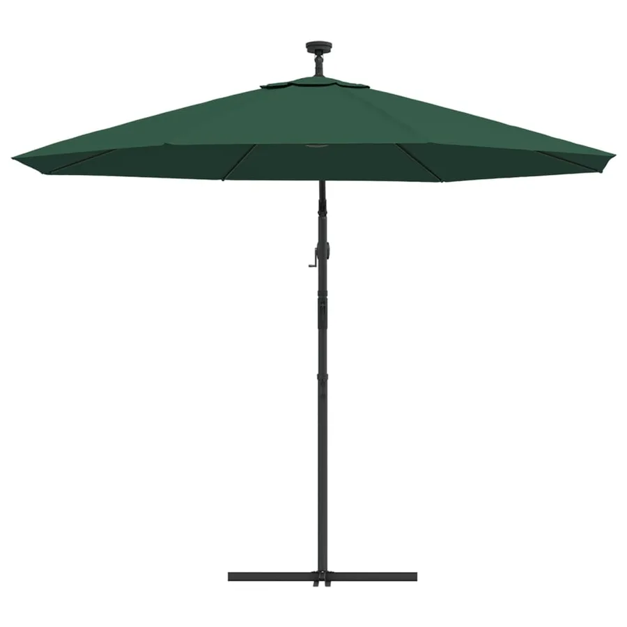 Parasol avec éclairage LED 300 cm Poteau en métal Vert - 7
