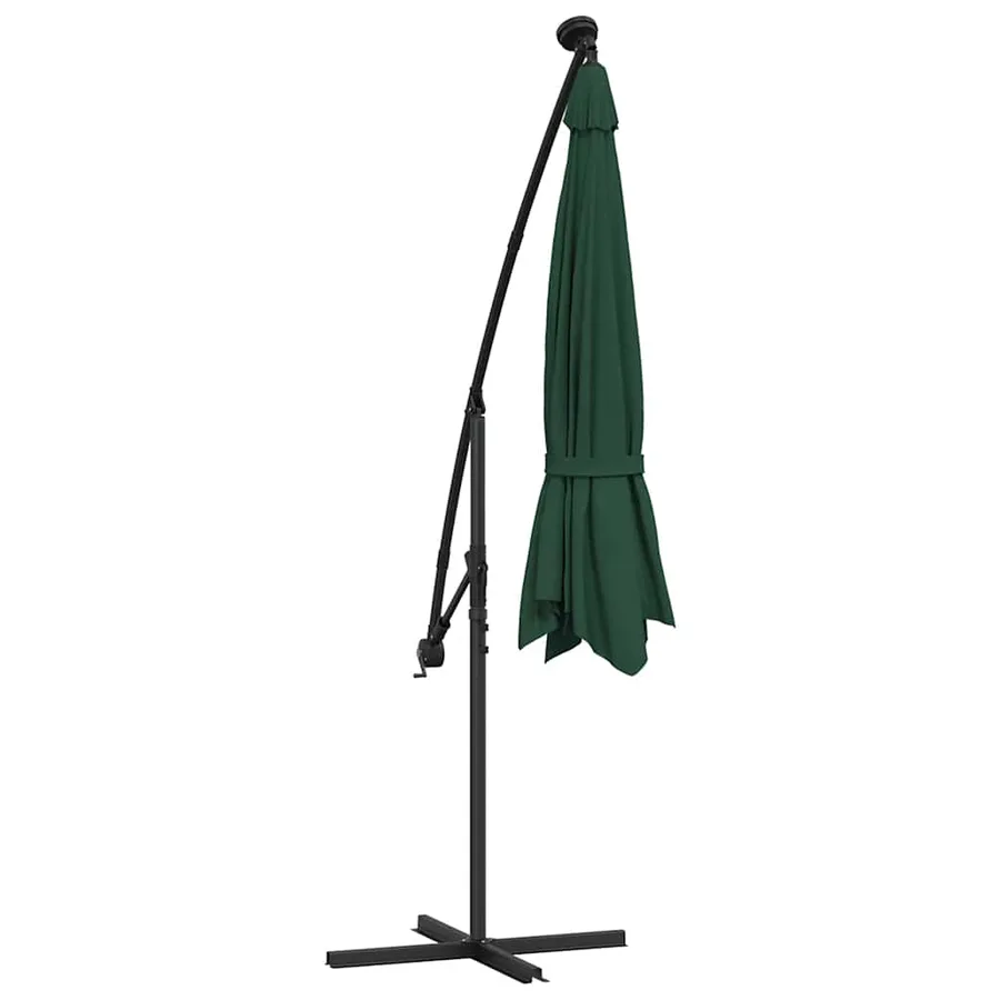 Parasol avec éclairage LED 300 cm Poteau en métal Vert - 8