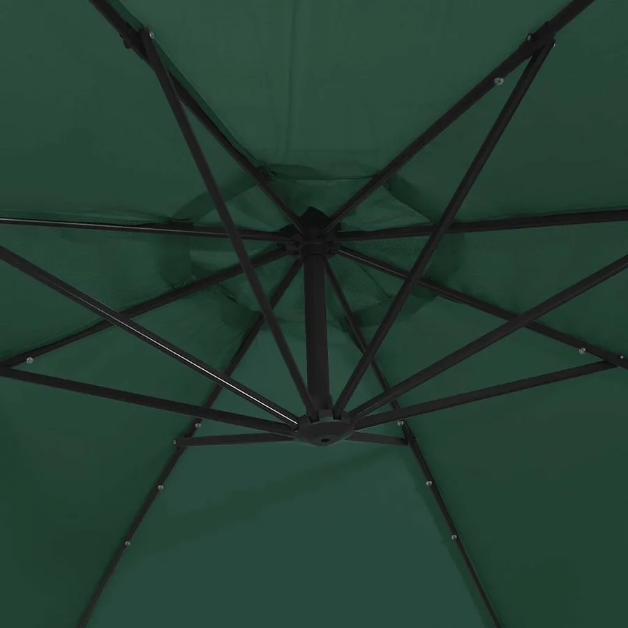 Parasol avec éclairage LED 300 cm Poteau en métal Vert - 9