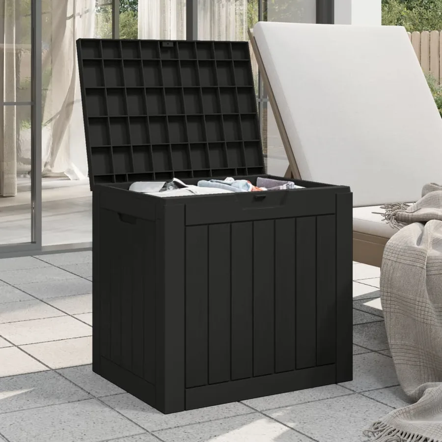 Boîte de stockage de jardin noir 55,5x43x53 cm polypropylène - 3