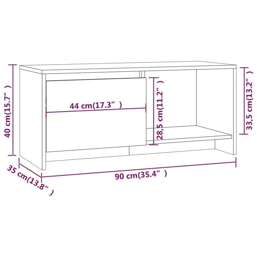 Meuble TV Chêne sonoma 90x35x40 cm Bois d'ingénierie - 8