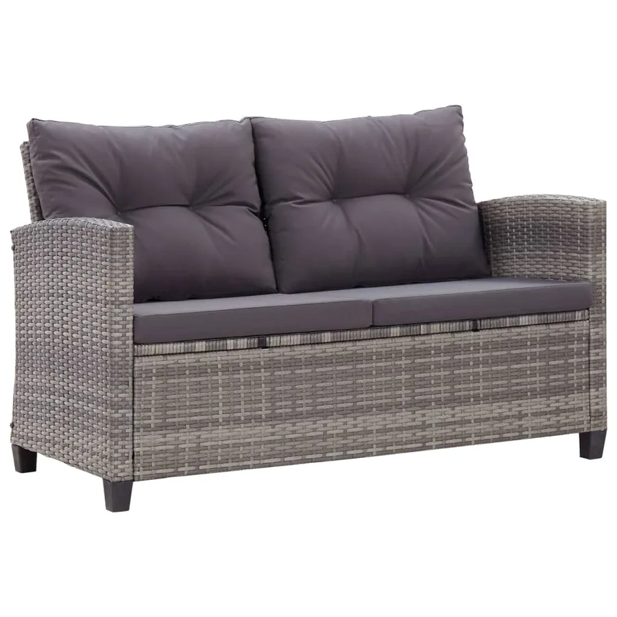 Ensemble à manger de jardin 3 pcs coussins gris résine tressée - 5