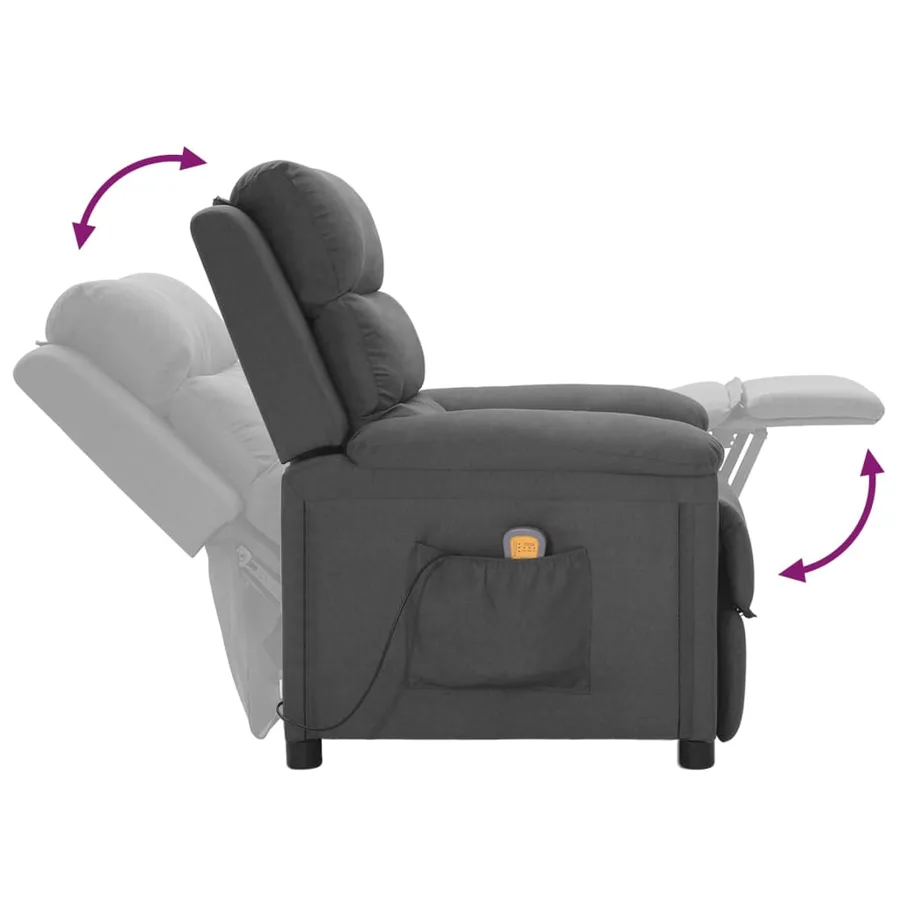 Fauteuil de massage Gris foncé Tissu - 5