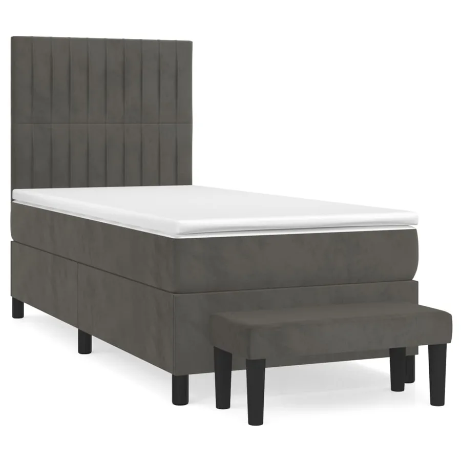 Sommier à lattes de lit et matelas Gris foncé 90x190 cm Velours - 2