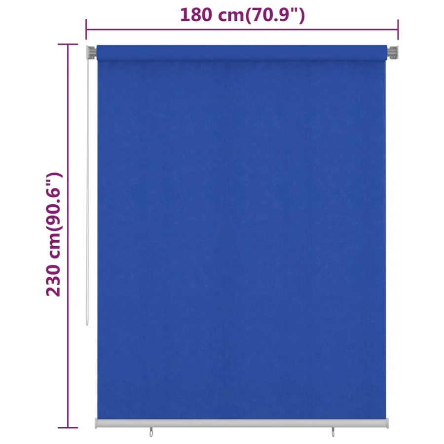 Store roulant d'extérieur 185 (l) x 230 (H) cm bleu HDPE - 6