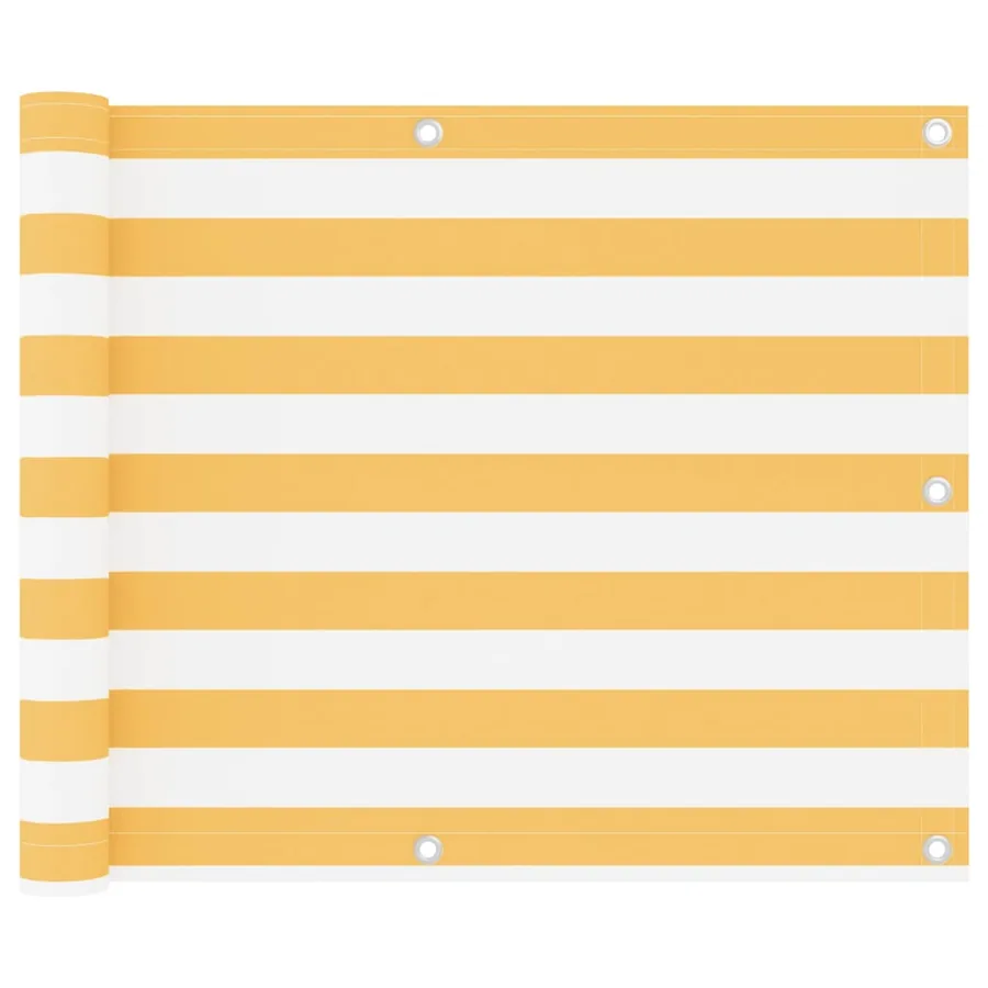 Écran de balcon Blanc et jaune 75x500 cm Tissu Oxford