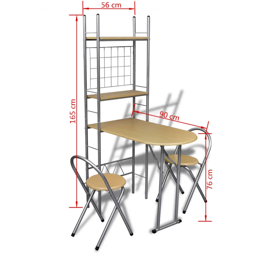 Jeu de bar petit-déjeuner pliable avec 2 chaises - 8