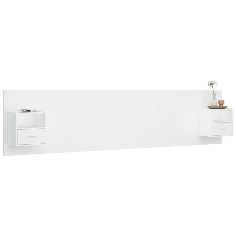 Tête de lit avec armoires Blanc Bois d’ingénierie - 5