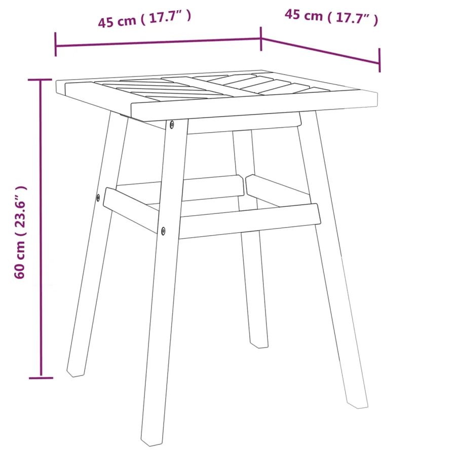 Table d'appoint 45x45x60 cm bois massif d'acacia - 7