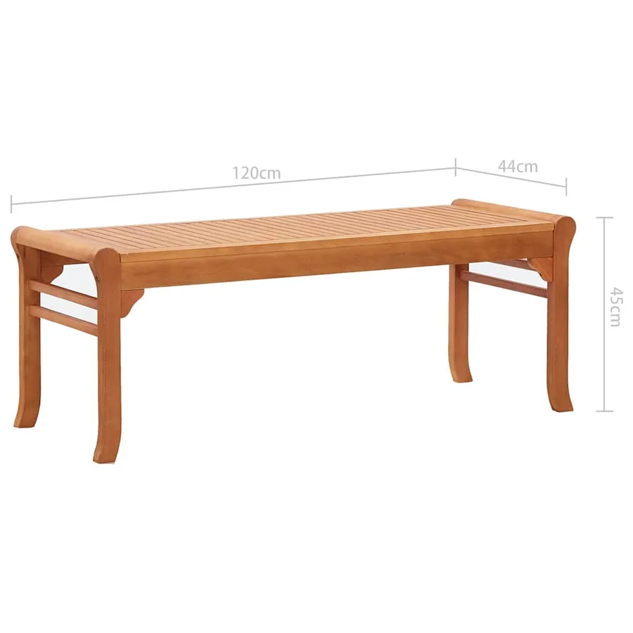 Banc de jardin 2 places 120 cm Bois d'eucalyptus solide - 6