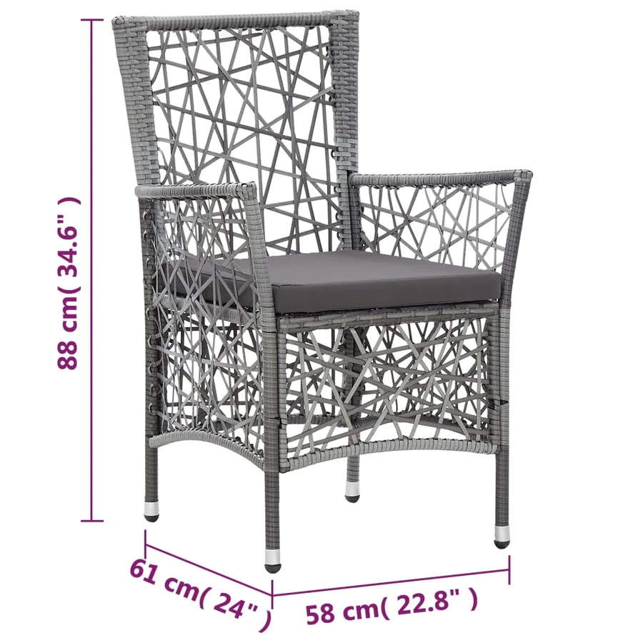 Ensemble à manger d'extérieur 7 pcs Résine tressée Gris - 12