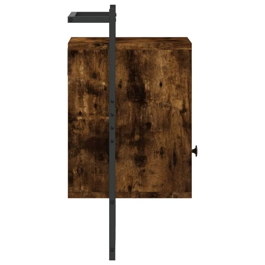 Table de chevet murale chêne fumé 40x30x61 cm bois d'ingénierie - 7