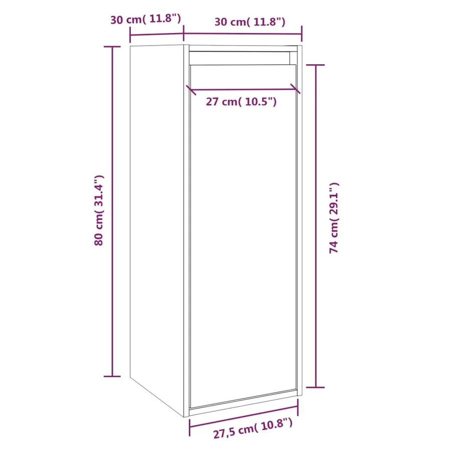 Armoire murale 30x30x80 cm Bois de pin massif - 10