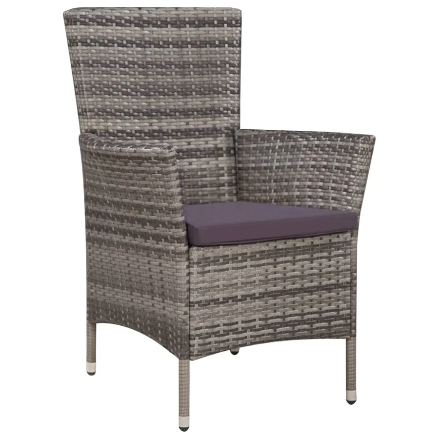 Salon de jardin 7 pcs avec coussins Résine tressée Gris - 4