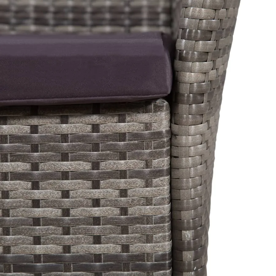 Salon de jardin 7 pcs avec coussins Résine tressée Gris - 5