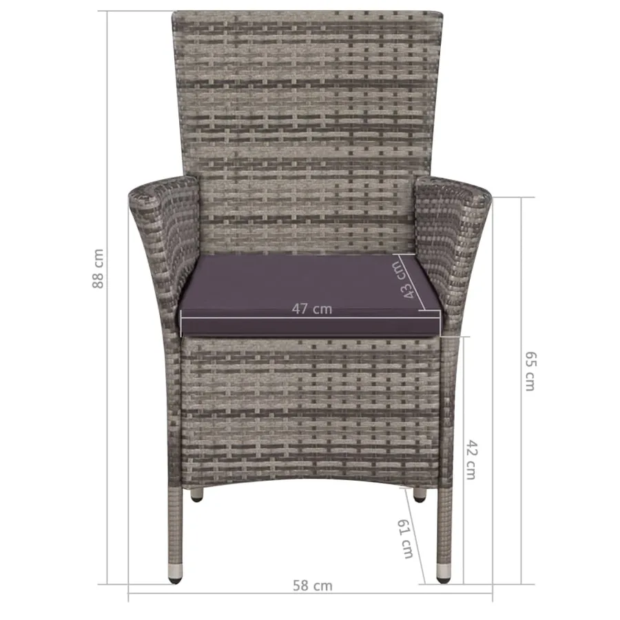 Salon de jardin 7 pcs avec coussins Résine tressée Gris - 7