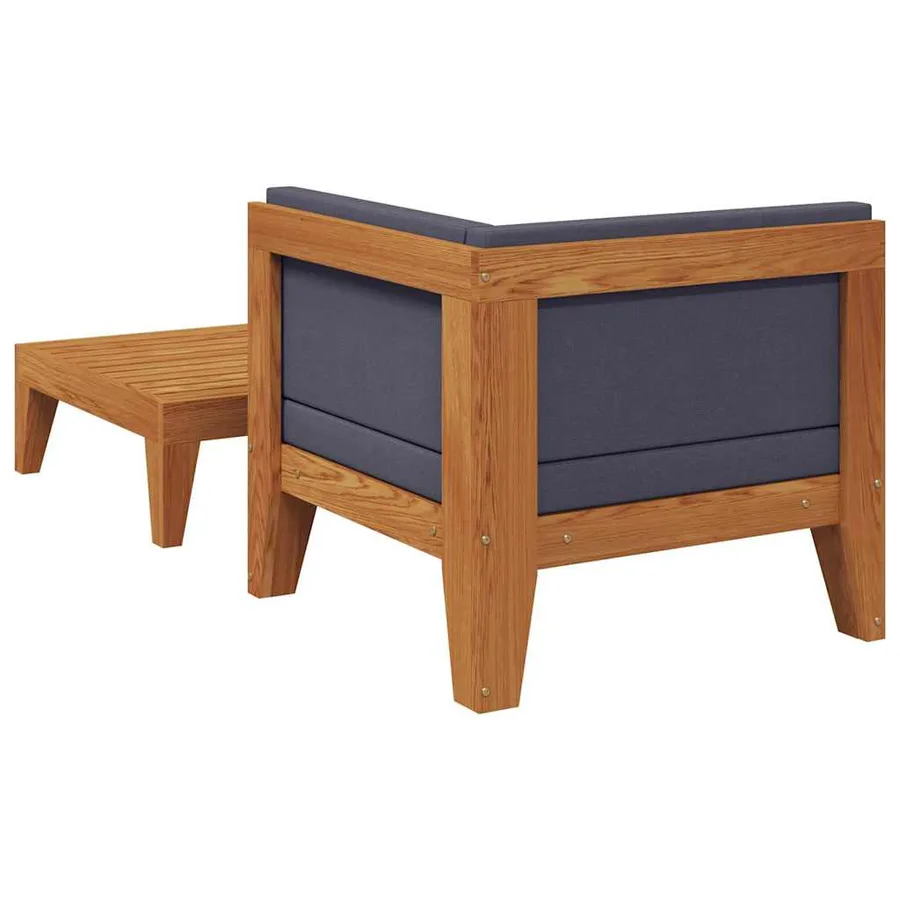 Salon de jardin 2 pcs avec coussins Bois d'acacia solide - 5