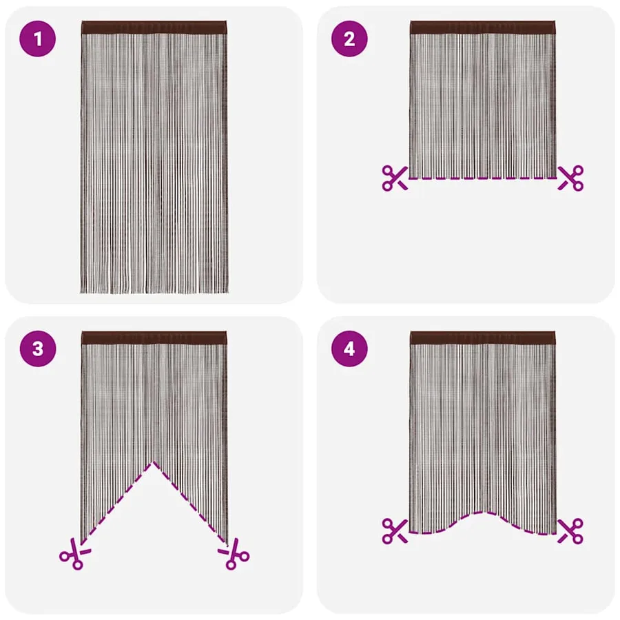 Rideau en fils 2 pcs 140 x 250 cm Marron - 6