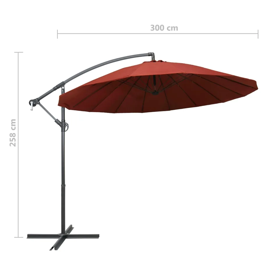 Parasol suspendu avec poteau terre cuite 3 m - 9
