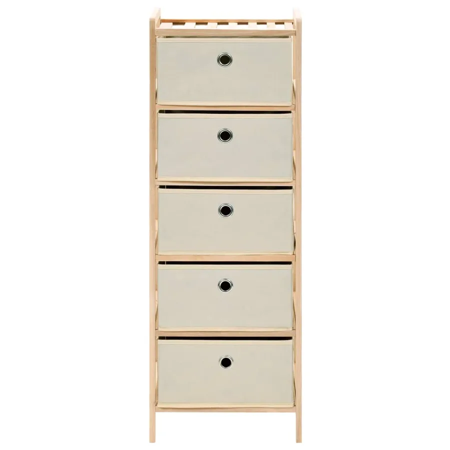 Étagère de rangement 5 paniers tissu bois de cèdre beige - 2