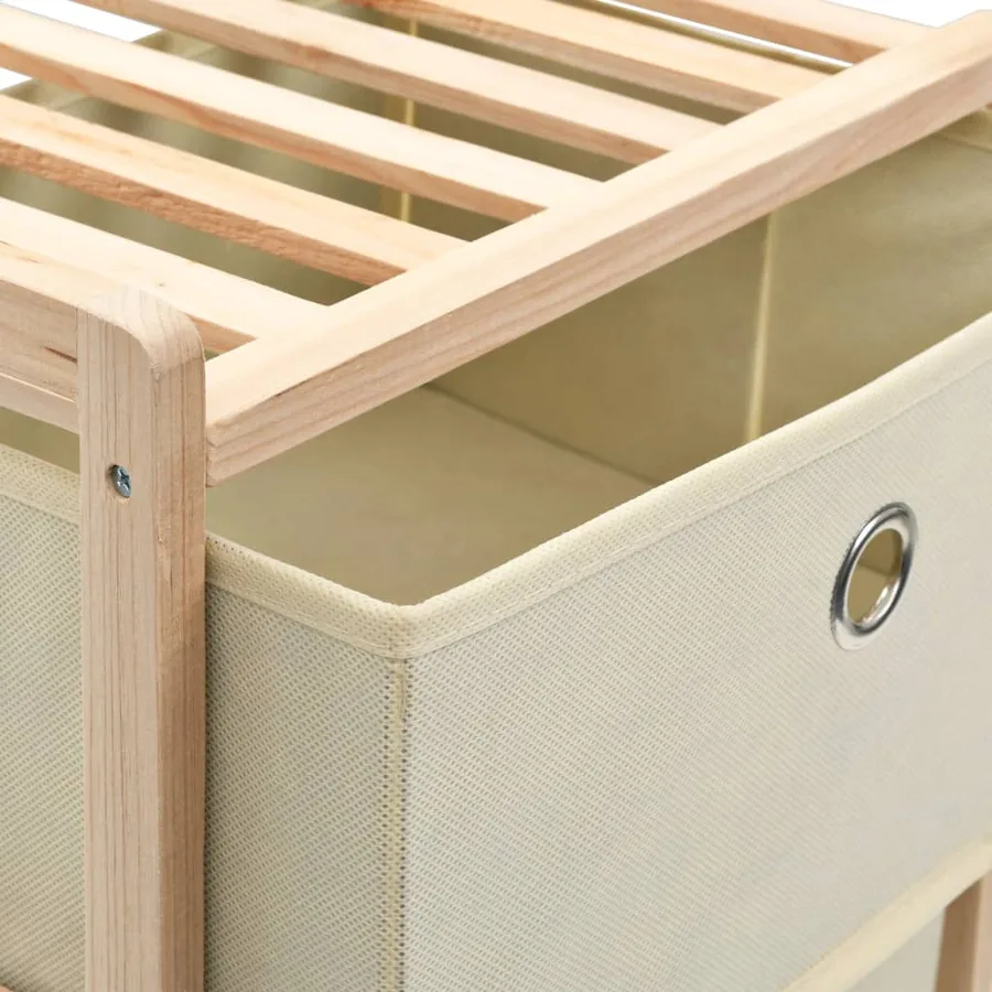 Étagère de rangement 5 paniers tissu bois de cèdre beige - 5