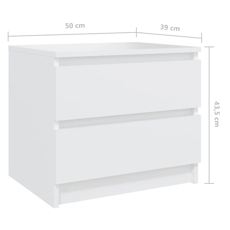 Table de chevet blanc 50x39x43,5 cm bois d'ingénierie - 7