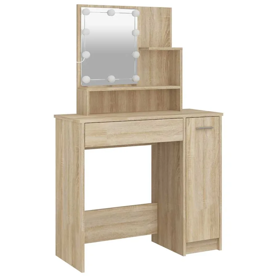 Coiffeuse avec LED chêne sonoma 86,5x35x136 cm - 3