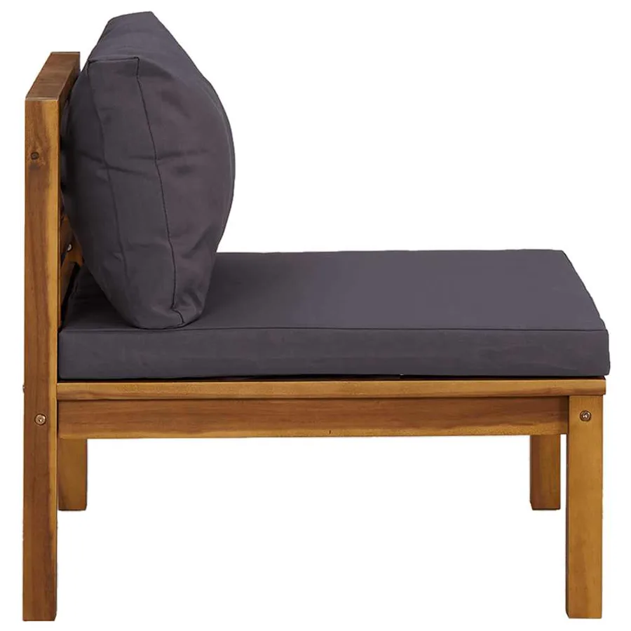 Salon de jardin 2 pcs avec coussins gris foncé Bois d'acacia - 5