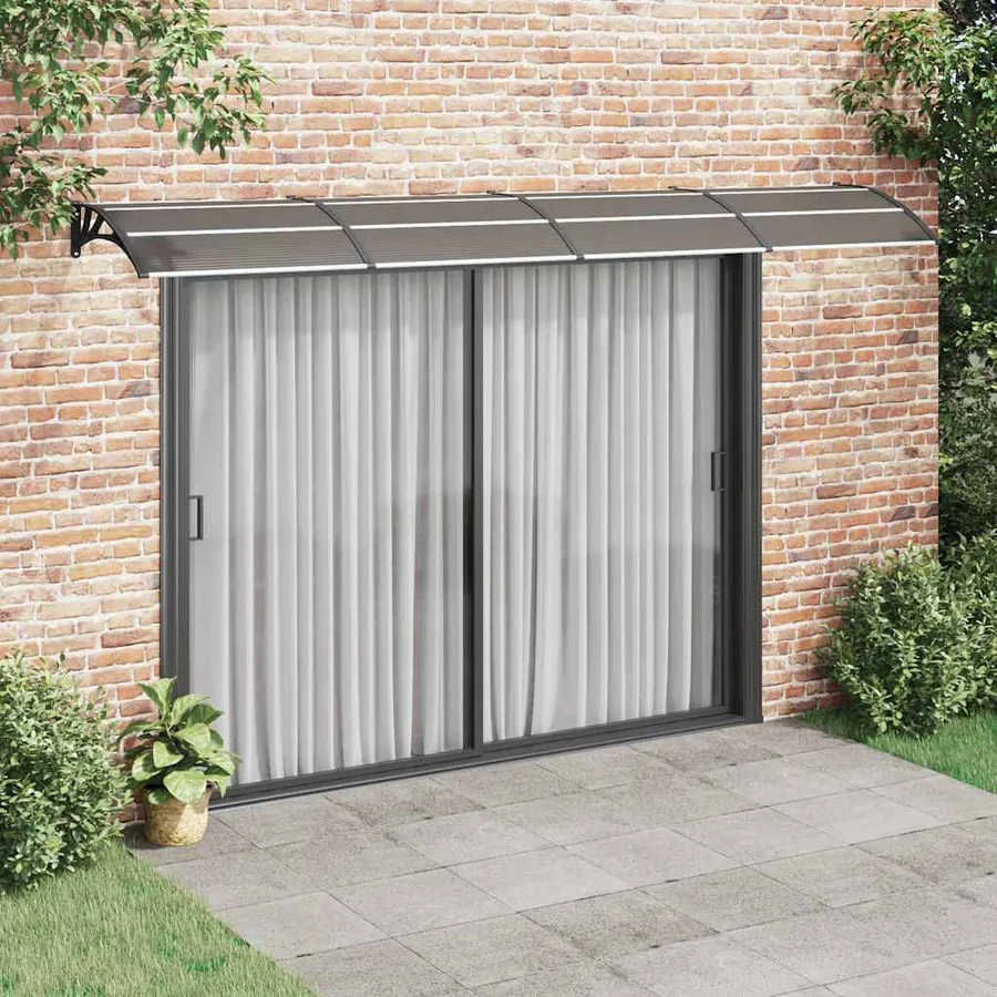 Auvent de porte noir 400 x 100 cm en polycarbonate