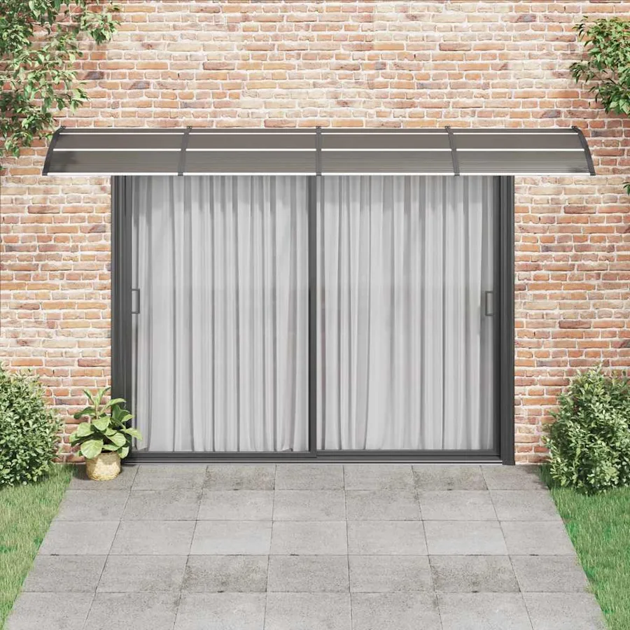 Auvent de porte noir 400 x 100 cm en polycarbonate - 3