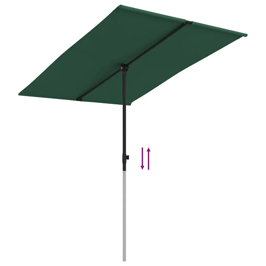 Parasol de jardin avec mât en aluminium 2x1,5 m Vert - 7