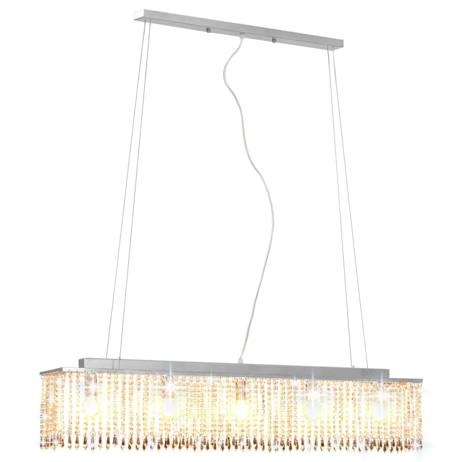 Plafonnier avec perles de cristal Argenté 104 cm E14 - 2