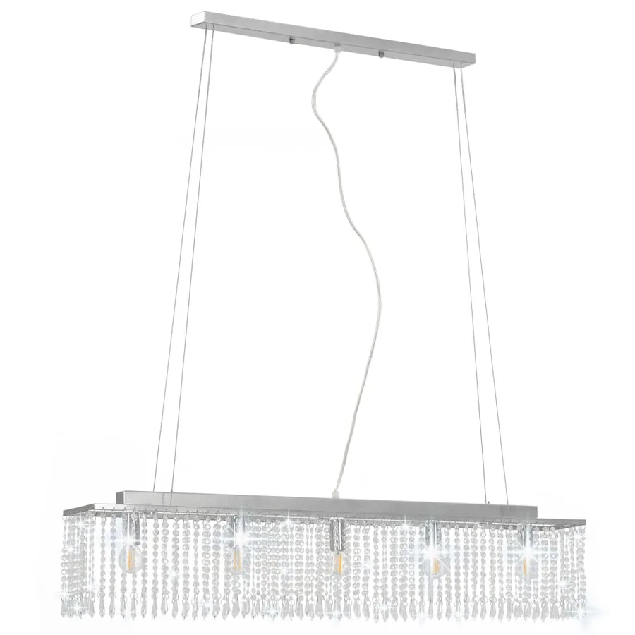 Plafonnier avec perles de cristal Argenté 104 cm E14 - 3