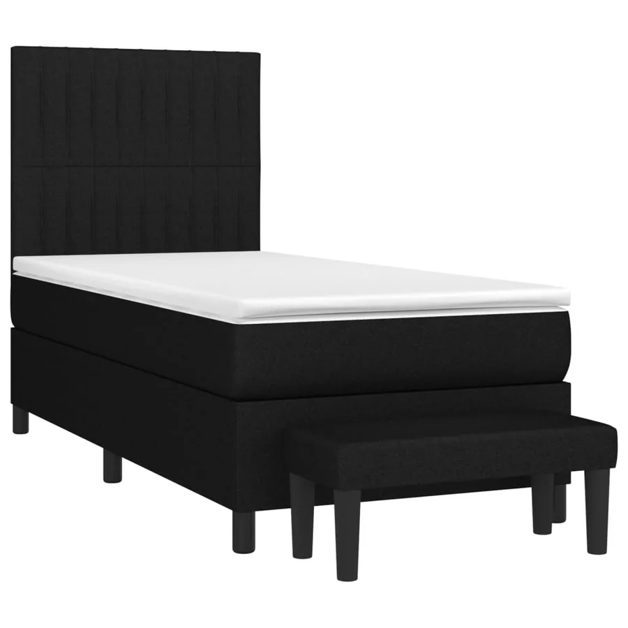 Sommier à lattes de lit avec matelas Noir 90x190 cm Tissu - 3