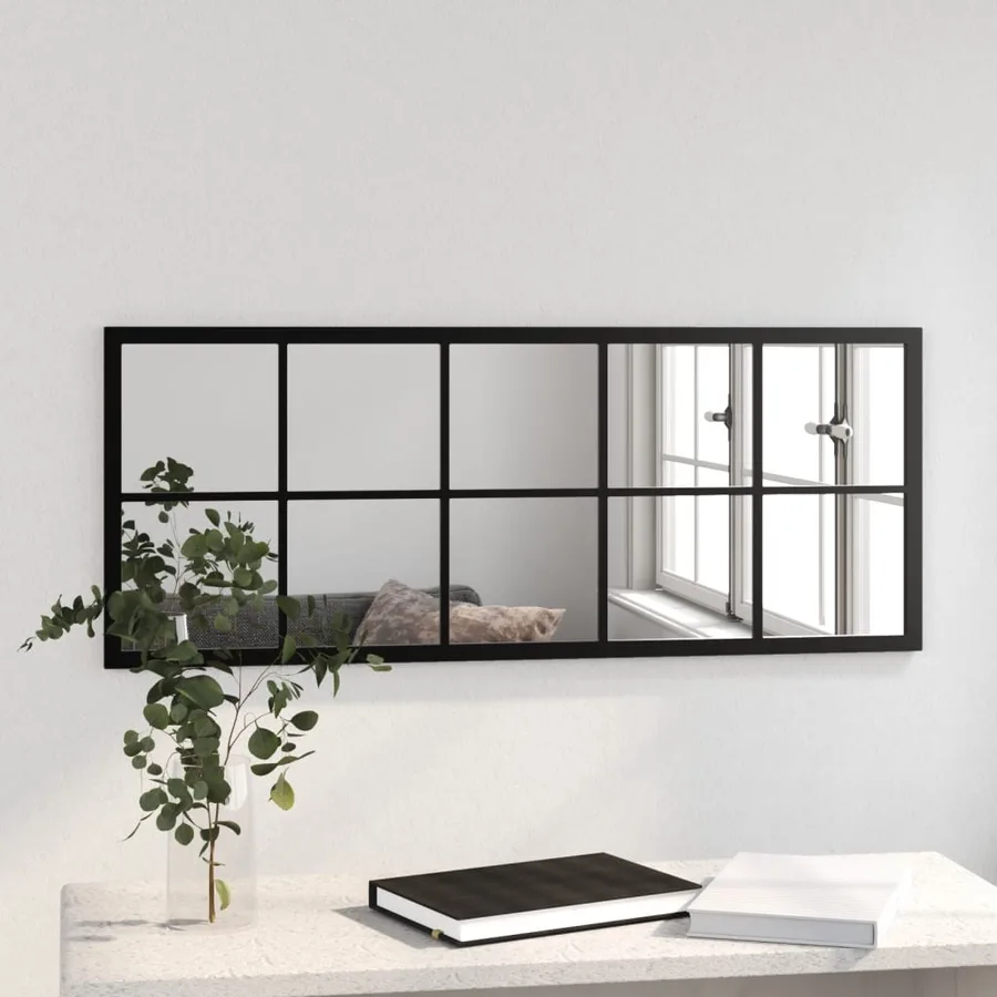 Miroir mural noir 100x40 cm métal - 3
