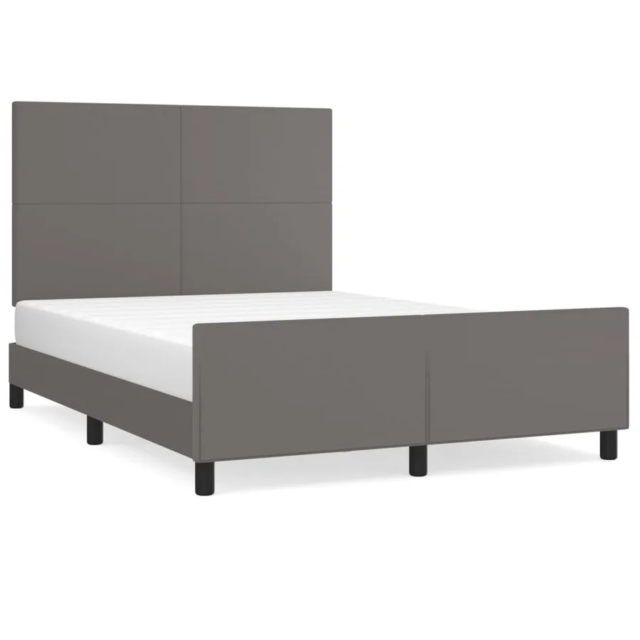 Cadre de lit sans matelas gris 140x200 cm similicuir - 2