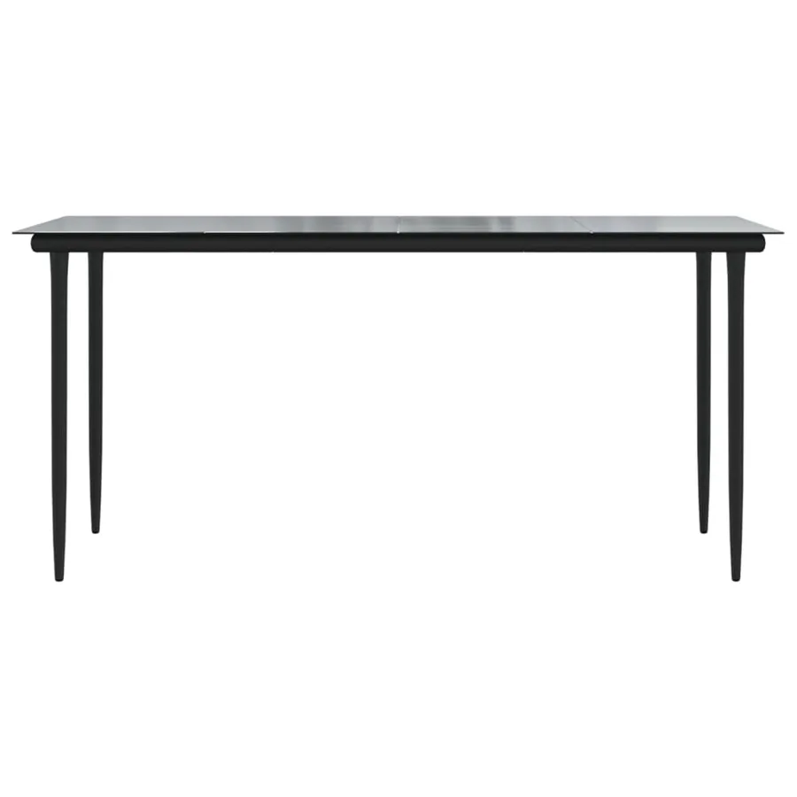 Table à dîner de jardin Noir 160x80x74 cm Acier et verre trempé - 3